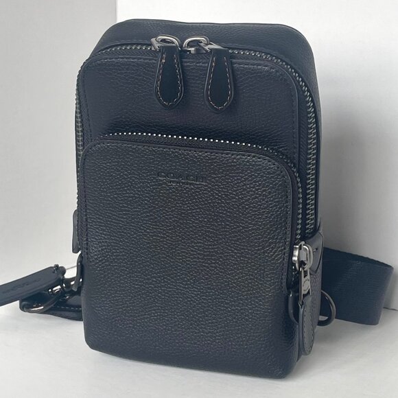 Coach Gotham Sling Pack 13 Army Black Leather CR849